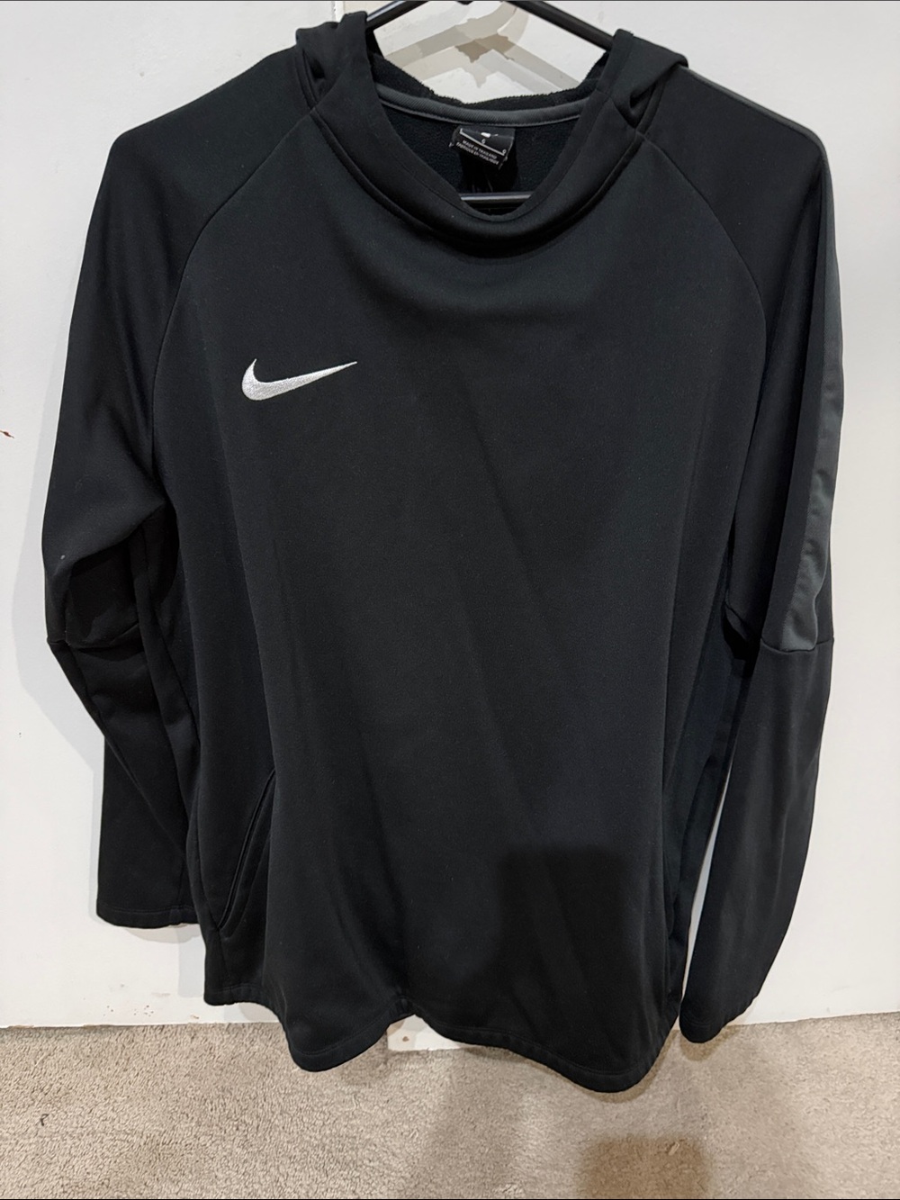Nike Men’s Black Crewneck Pullover with White Swoosh